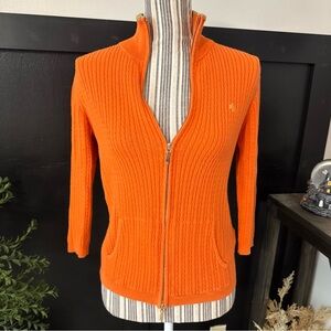 REPOSHING- Ralph Lauren Women’s Small Ribbed Cardigan w Pockets - Gold Accents